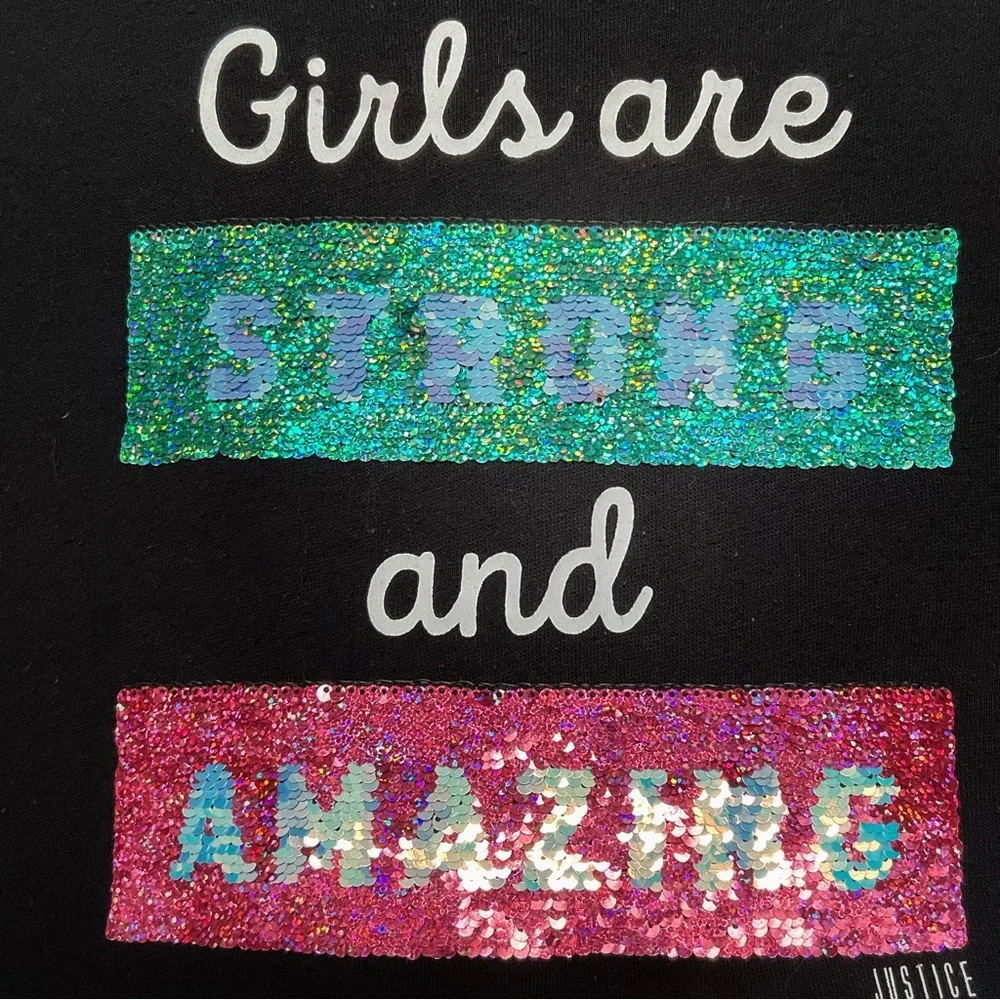 Justice Sparkly Reversible Sequin Hoodie Girls Size 6/7